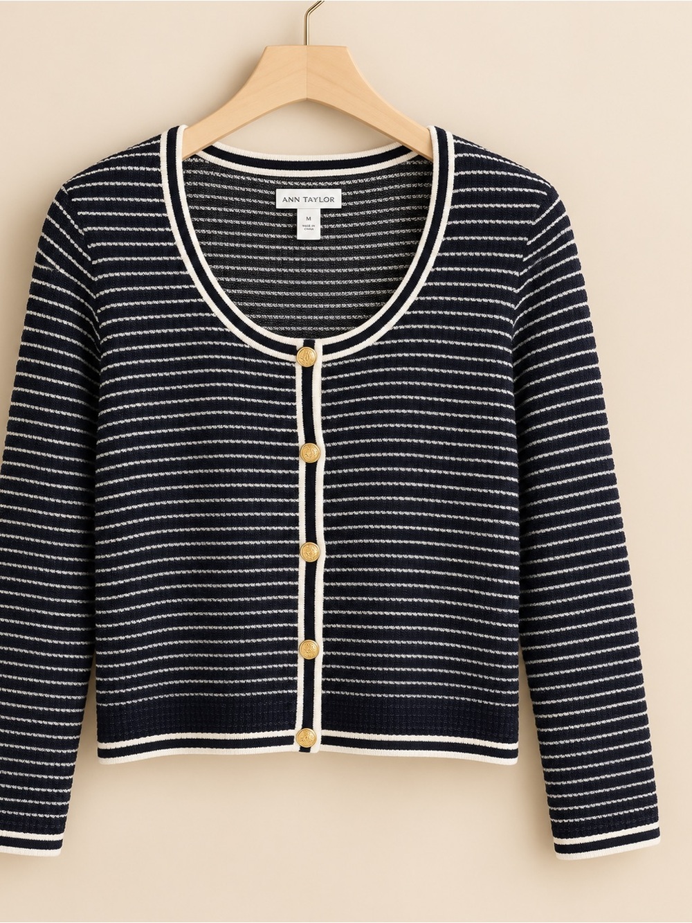DIVIDED by H&M Navy and White Striped Cardigan with Gold Buttons ✨